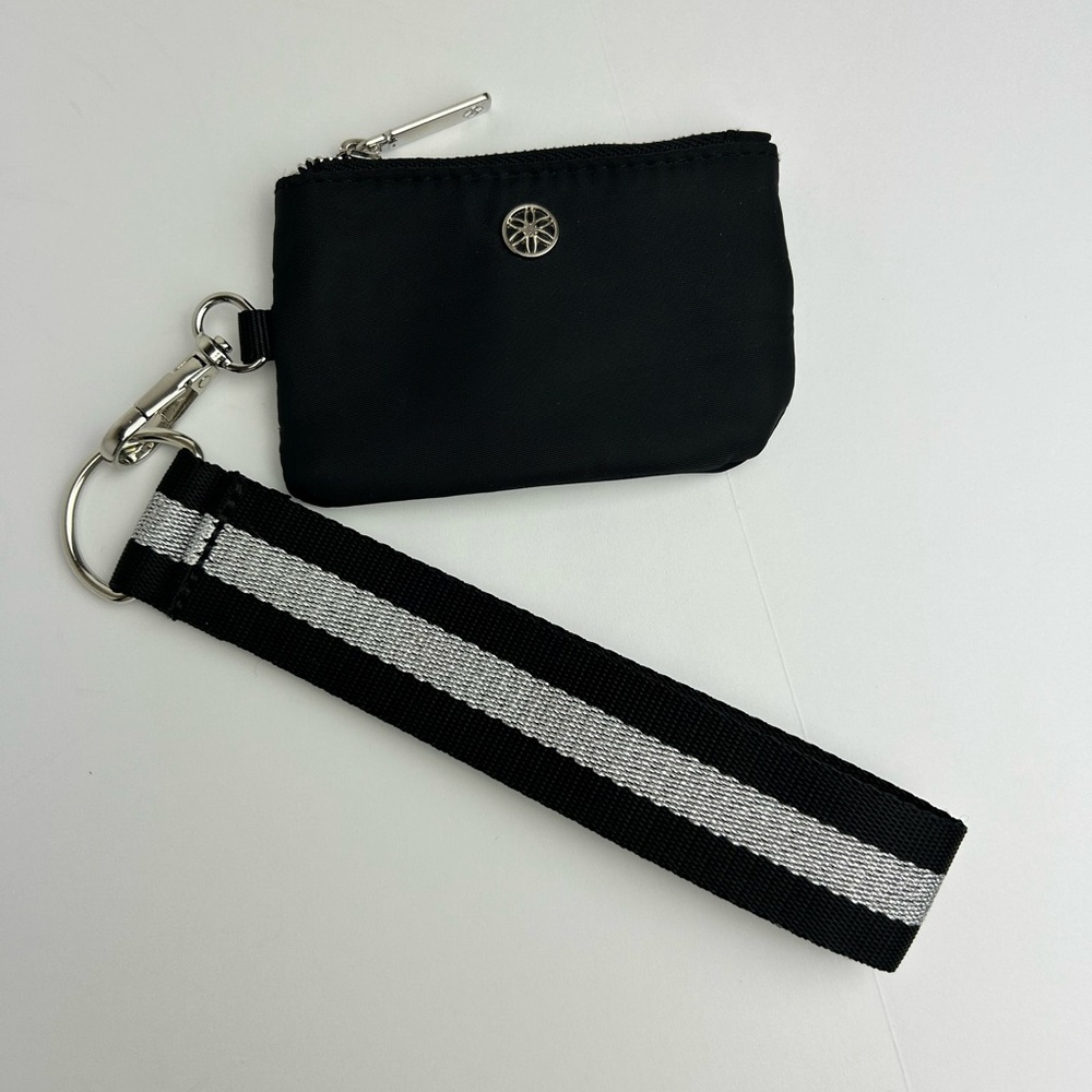 Gaiam Black and Silver Keychain Pouch with Lanyard Wristlet
